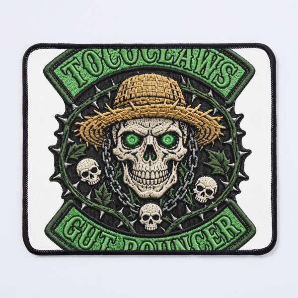 Item preview, Gut Bouncer Straw Hat Skull | Biker Patch Graphic designed and sold by TOCOCLAWS.