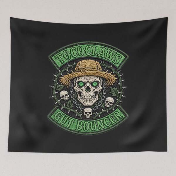 Item preview, Gut Bouncer Straw Hat Skull | Biker Patch Graphic designed and sold by TOCOCLAWS.