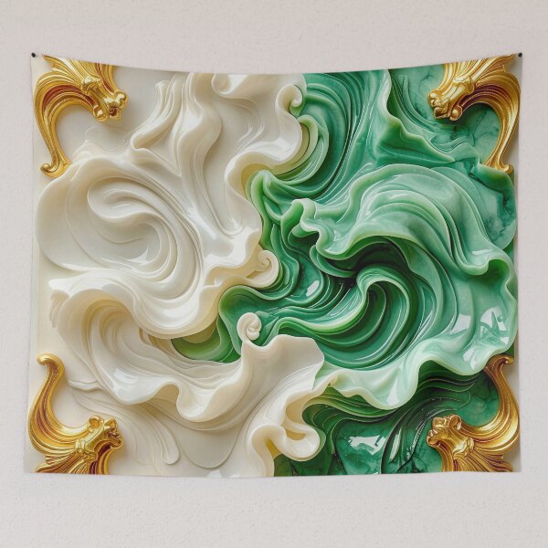 Item preview, Polished Malachite and Gold Geometric Relief designed and sold by Vicky Brago-Mitchell®.