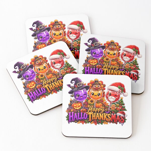 Item preview, Funny Hallothanksmas Wine Halloween Thanksgiving Christmas designed and sold by QuiteOrbit.