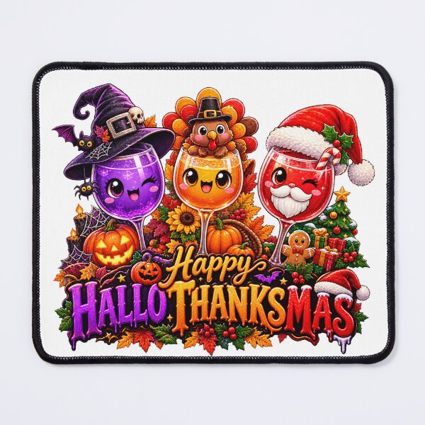 Item preview, Funny Hallothanksmas Wine Halloween Thanksgiving Christmas designed and sold by QuiteOrbit.