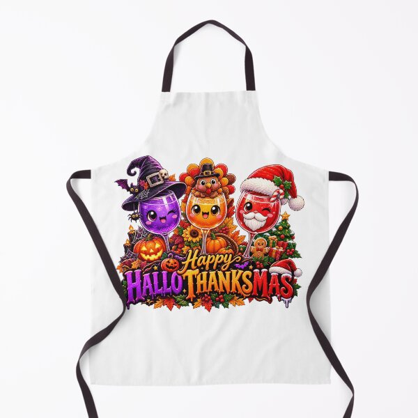 Item preview, Funny Hallothanksmas Wine Halloween Thanksgiving Christmas designed and sold by QuiteOrbit.