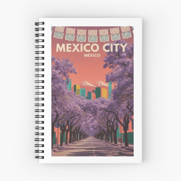 Item preview, Mexico City Vintage Travel Poster – Jacaranda Bloom & Volcanoes – Retro CDMX Art Tee designed and sold by bobscraze.