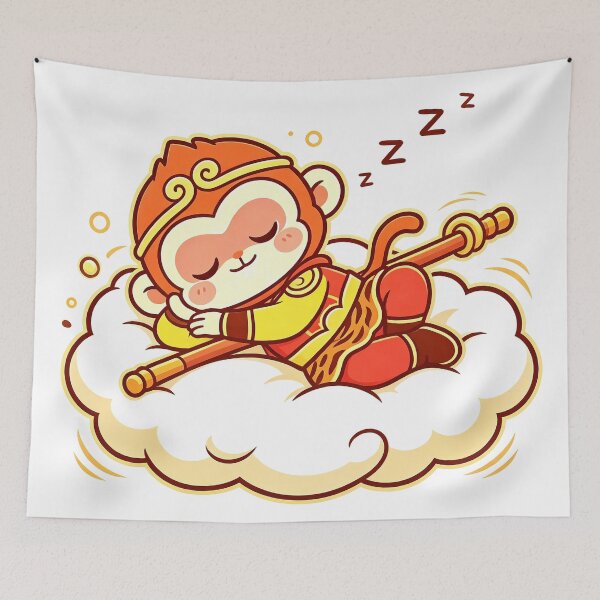 Item preview, Cute Kawaii Chibi Sun Wukong Sleeping Nimbus designed and sold by DigArtis.