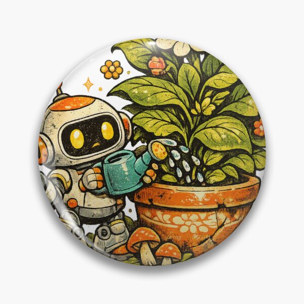 Item preview, Retro Robot Gardener – Cute Futuristic Plant Lover designed and sold by meghnad.
