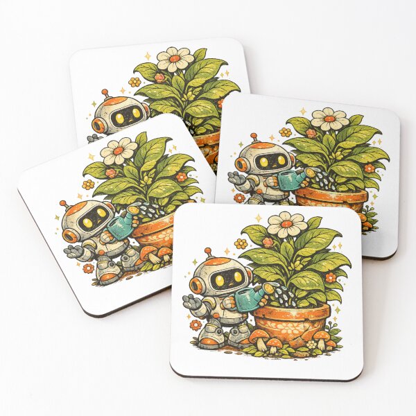 Item preview, Retro Robot Gardener – Cute Futuristic Plant Lover designed and sold by meghnad.