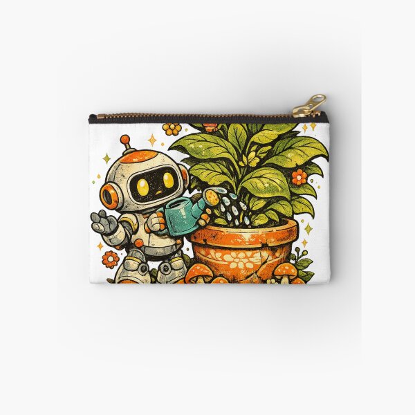 Item preview, Retro Robot Gardener – Cute Futuristic Plant Lover designed and sold by meghnad.