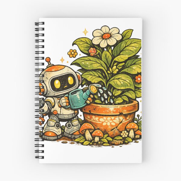 Item preview, Retro Robot Gardener – Cute Futuristic Plant Lover designed and sold by meghnad.