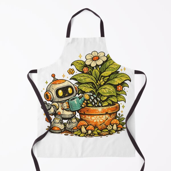 Item preview, Retro Robot Gardener – Cute Futuristic Plant Lover designed and sold by meghnad.