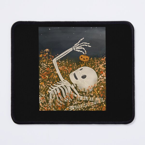 Item preview, Skeleton Reaching For Pumpkin In Wildflower Meadow Halloween designed and sold by PeggyGilligan.