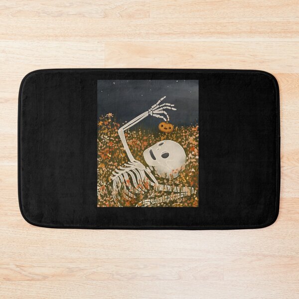 Item preview,  Skeleton Reaching For Pumpkin In Wildflower Meadow Halloween designed and sold by PeggyGilligan.