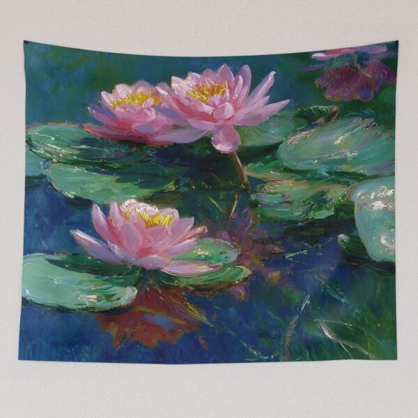 Item preview, Water Lilies by Claude Monet Fan Art Watercolor Painting Vintage Botanical Floral Flowers Nature Digital Illustration designed and sold by Matt_Smith.
