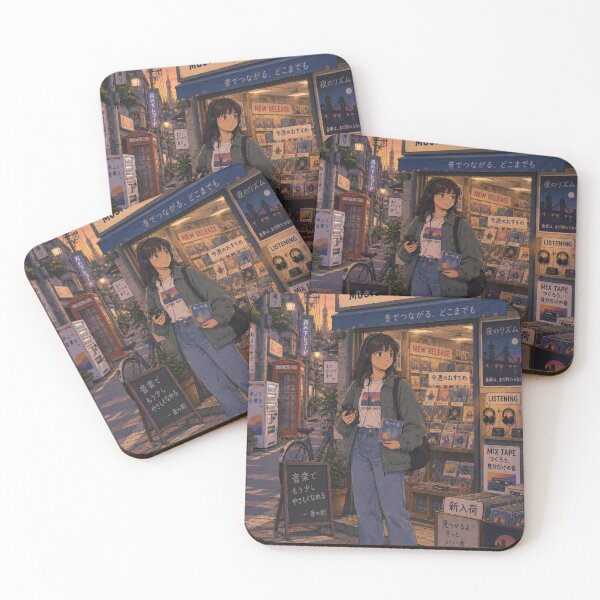 Item preview, Retro Music Shop Sunset Shimokitazawa Anime Girl designed and sold by vekotpu.