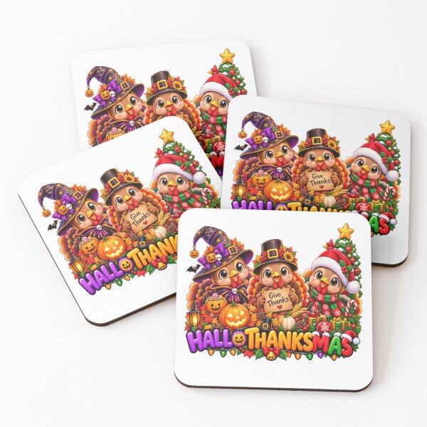 Item preview, HalloThanksMas Turkeys Halloween Thanksgiving Christmas Happy designed and sold by QuiteOrbit.