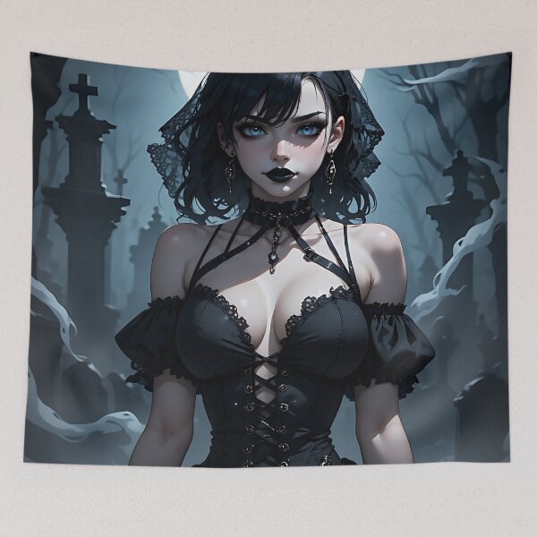 Item preview, Hot Halloween Anime Girl Goth Mommy Waifu Woman designed and sold by Your New Fixation.