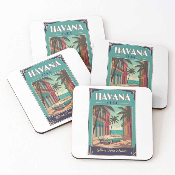 Item preview, Havana Cuba Vintage Travel Poster – Classic Car & Colorful Streets – Retro Caribbean Art Tee designed and sold by bobscraze.