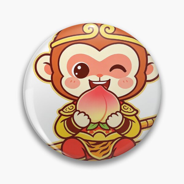 Item preview, Cute Kawaii Chibi Sun Wukong Eating Peach designed and sold by DigArtis.