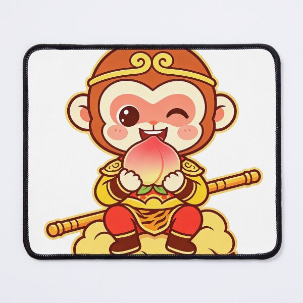 Item preview, Cute Kawaii Chibi Sun Wukong Eating Peach designed and sold by DigArtis.