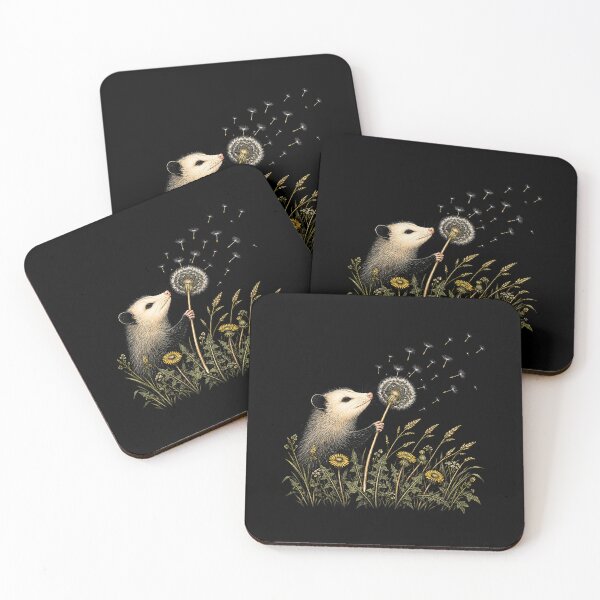 Item preview, Opossum Holding Dandelion Wildflower Wish Whimsical Nature designed and sold by thefirstbroo.