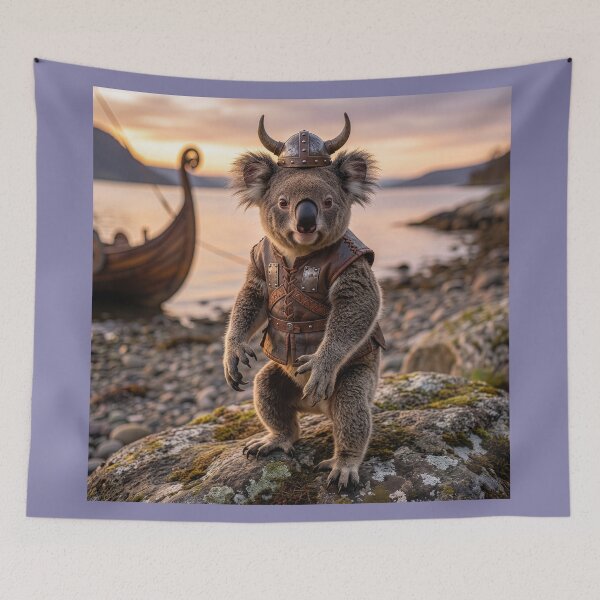 Item preview, Fearsome Koala Viking Menaces Quiet Beach Community designed and sold by Tridentulus.