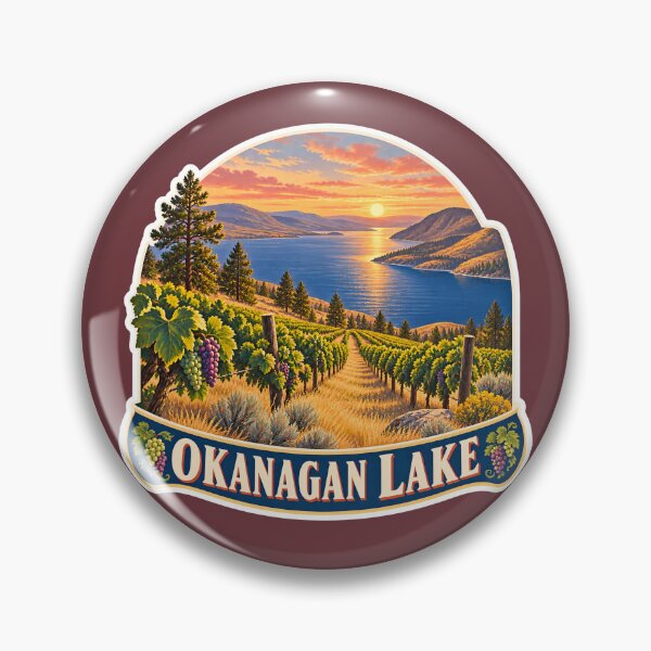 Item preview, Okanagan Lake Vintage Canadian Valley Landscape Travel Print designed and sold by PinUpPizzazz.