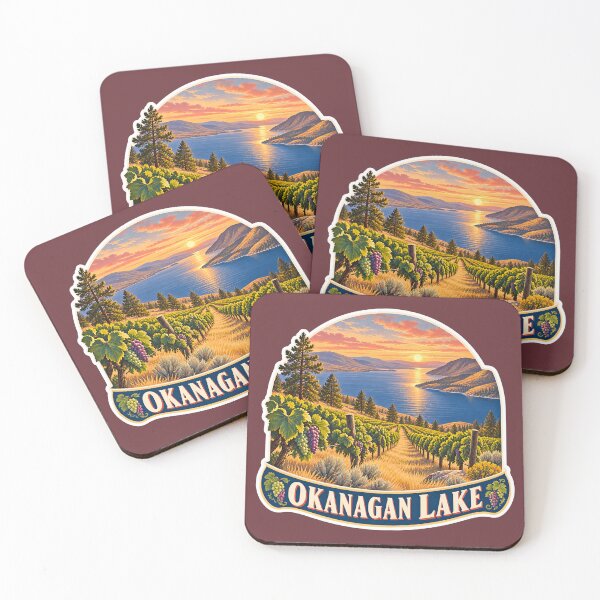 Item preview, Okanagan Lake Vintage Canadian Valley Landscape Travel Print designed and sold by PinUpPizzazz.