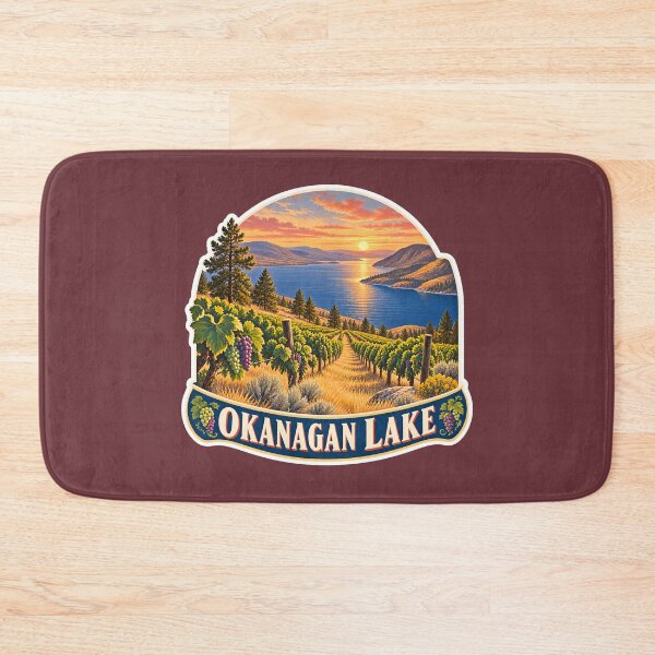 Item preview, Okanagan Lake Vintage Canadian Valley Landscape Travel Print designed and sold by PinUpPizzazz.