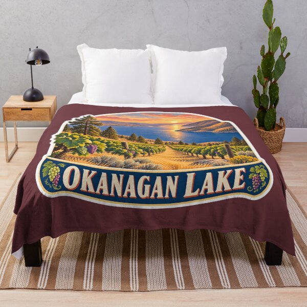 Item preview, Okanagan Lake Vintage Canadian Valley Landscape Travel Print designed and sold by PinUpPizzazz.