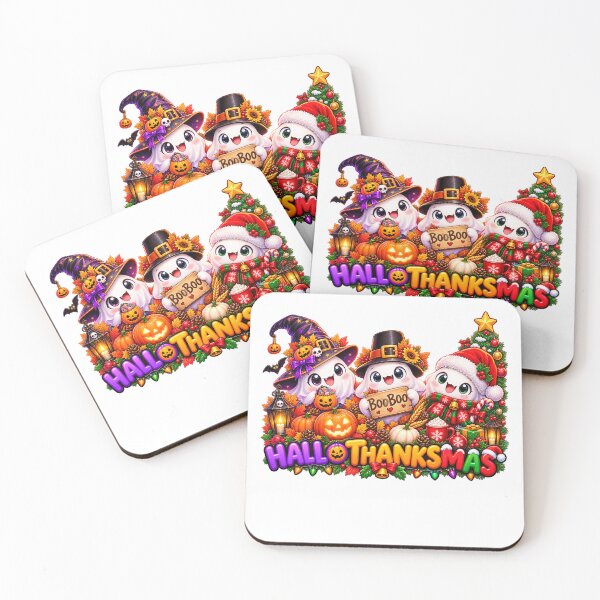 Item preview, Cute Hallothanksmas Boo Ghost Halloween Thanksgiving Christmas designed and sold by QuiteOrbit.