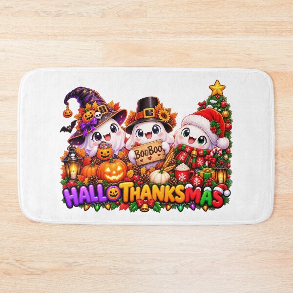 Item preview, Cute Hallothanksmas Boo Ghost Halloween Thanksgiving Christmas designed and sold by QuiteOrbit.