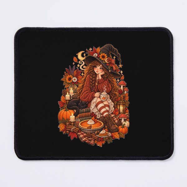 Item preview, Cozy Autumn Witch Baking Pumpkin Pie with Black Cat Cottagecore designed and sold by FestivityFinds.