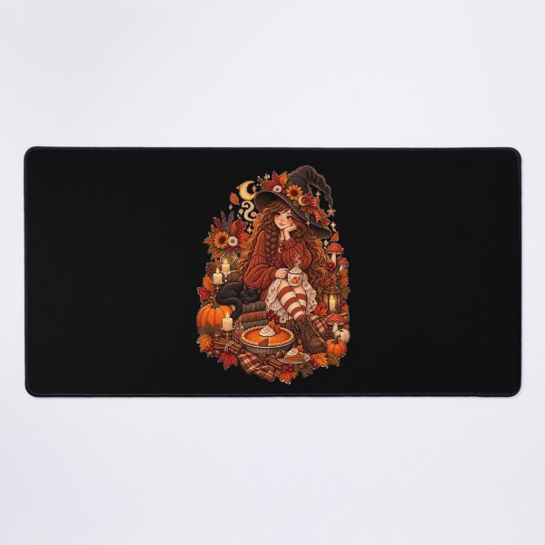 Item preview, Cozy Autumn Witch Baking Pumpkin Pie with Black Cat Cottagecore designed and sold by FestivityFinds.