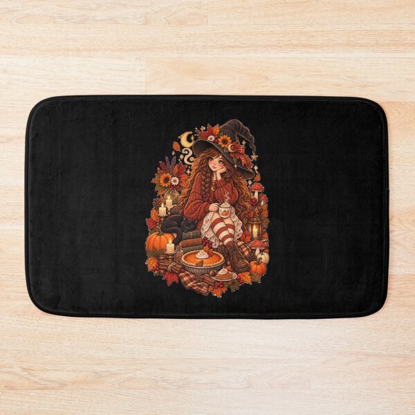 Item preview, Cozy Autumn Witch Baking Pumpkin Pie with Black Cat Cottagecore designed and sold by FestivityFinds.