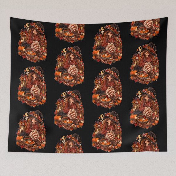 Item preview, Cozy Autumn Witch Baking Pumpkin Pie with Black Cat Cottagecore designed and sold by FestivityFinds.