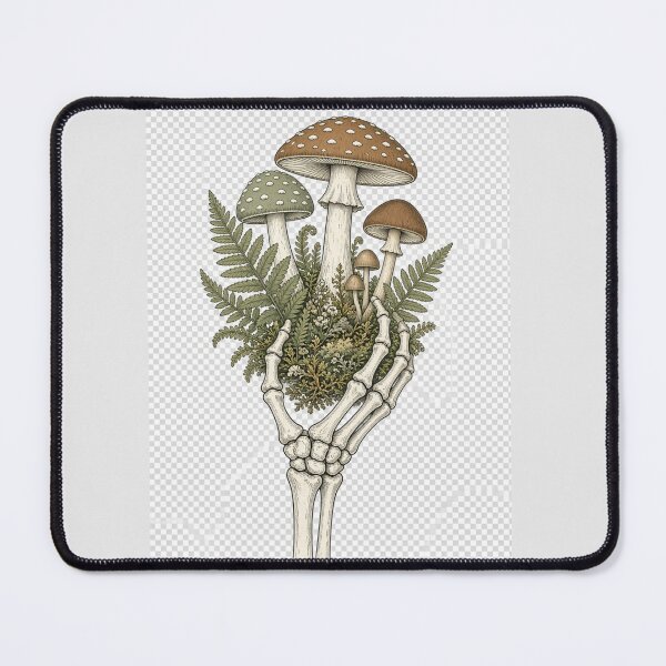Item preview, Bones & Botany - Skeleton Hand with Mushrooms Aesthetic  designed and sold by FakePeopleSuck.