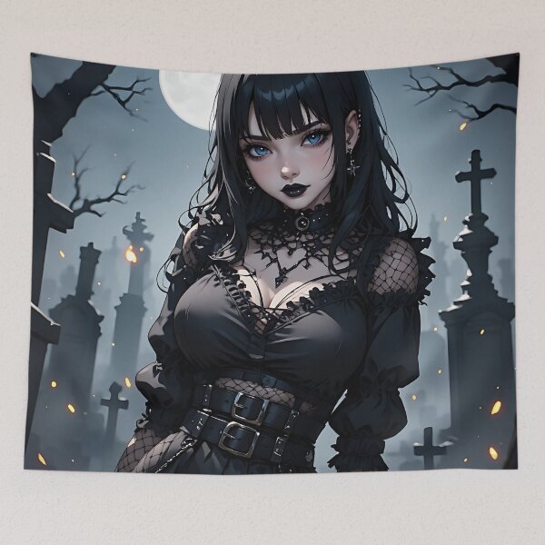 Item preview, Hot Halloween Anime Girl Goth Mommy Waifu Woman designed and sold by Your New Fixation.