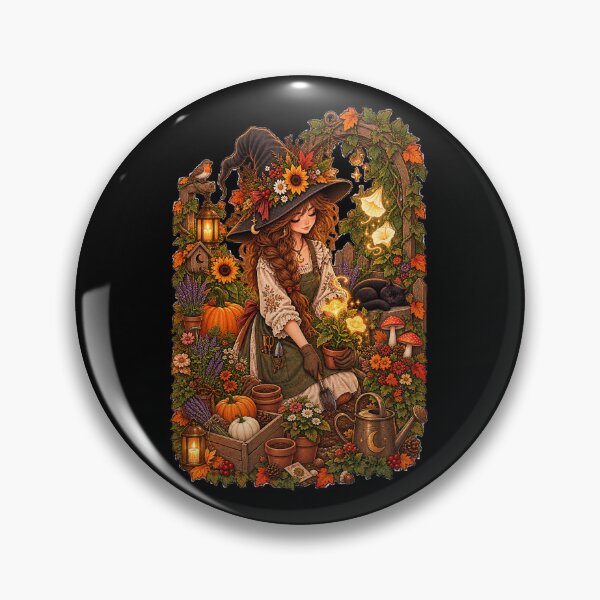 Item preview, Enchanted Autumn Witch Gardening Magical Cottagecore Garden designed and sold by FestivityFinds.
