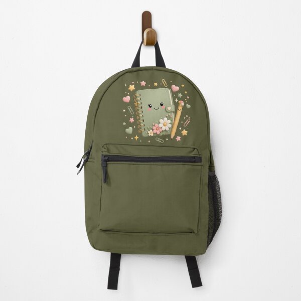 Item preview, Cute Kawaii Green Notebook with Flowers and Pencil designed and sold by All About DigiCraft by Fedelina.