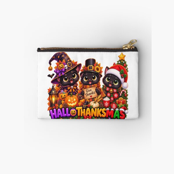 Item preview, Cute Hallothanksmas Black cat Halloween Thanksgiving Christmas designed and sold by QuiteOrbit.