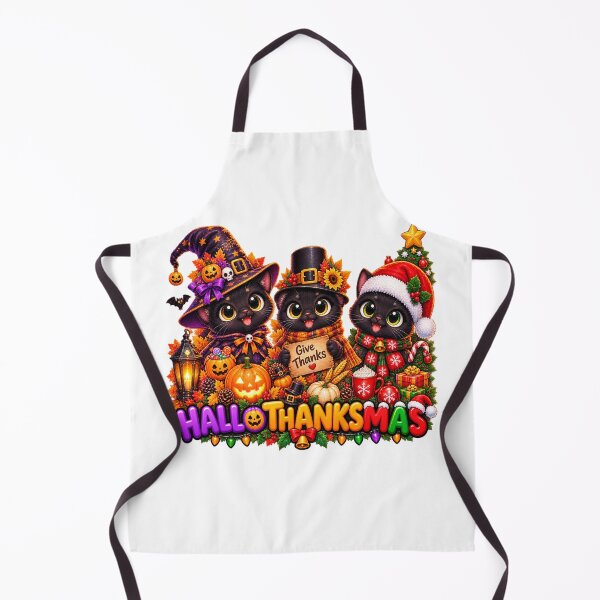 Item preview, Cute Hallothanksmas Black cat Halloween Thanksgiving Christmas designed and sold by QuiteOrbit.