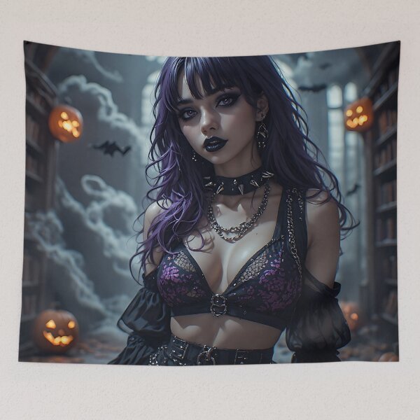 Item preview, Hot Halloween Anime Babe Goth Mommy Waifu Woman designed and sold by Your New Fixation.