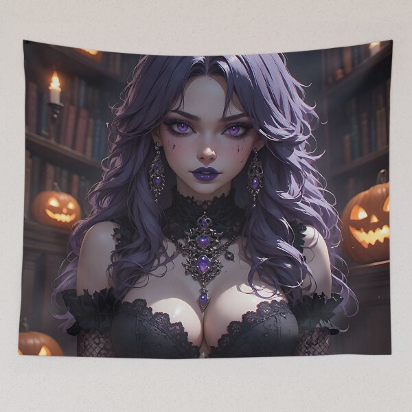 Item preview, Hot Halloween Anime Babe Goth Mommy Waifu Woman designed and sold by Your New Fixation.
