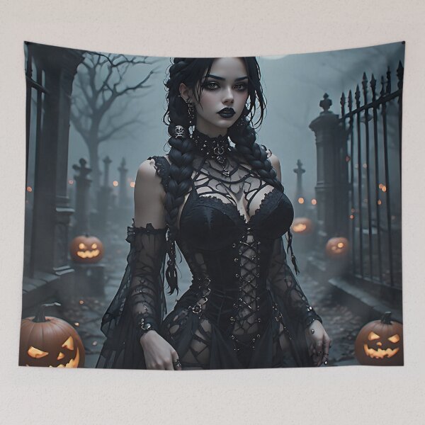 Item preview, Hot Halloween Anime Babe Goth Mommy Waifu Woman designed and sold by Your New Fixation.