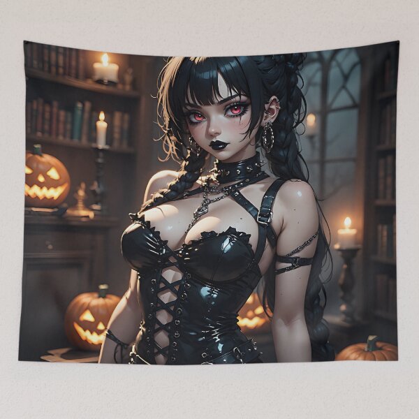 Item preview, Hot Halloween Anime Babe Goth Mommy Waifu Woman designed and sold by Your New Fixation.