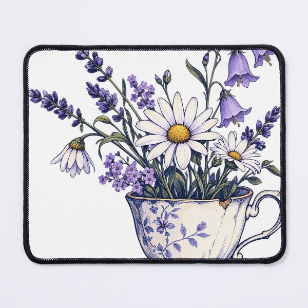 Item preview, Loose Ink Wildflower Teacup Sketch designed and sold by S06PMarketing.