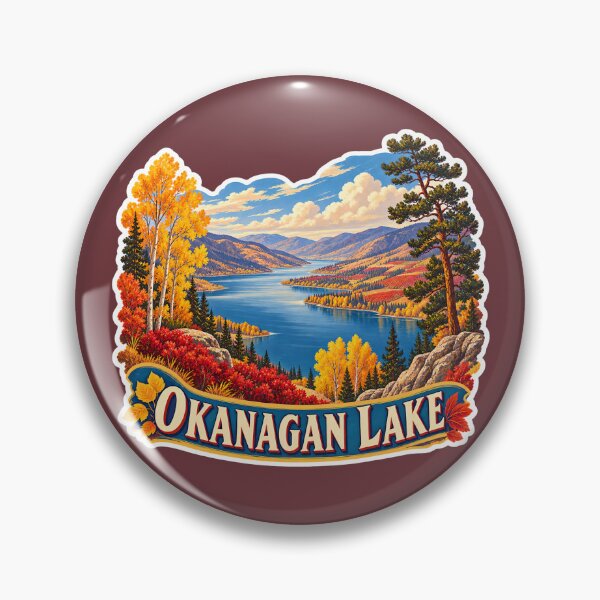 Item preview, Okanagan Lake Vintage Canadian Valley Landscape Travel Print designed and sold by PinUpPizzazz.