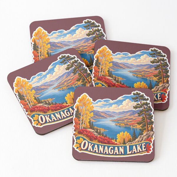 Item preview, Okanagan Lake Vintage Canadian Valley Landscape Travel Print designed and sold by PinUpPizzazz.