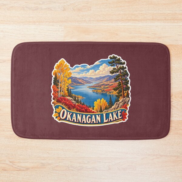 Item preview, Okanagan Lake Vintage Canadian Valley Landscape Travel Print designed and sold by PinUpPizzazz.