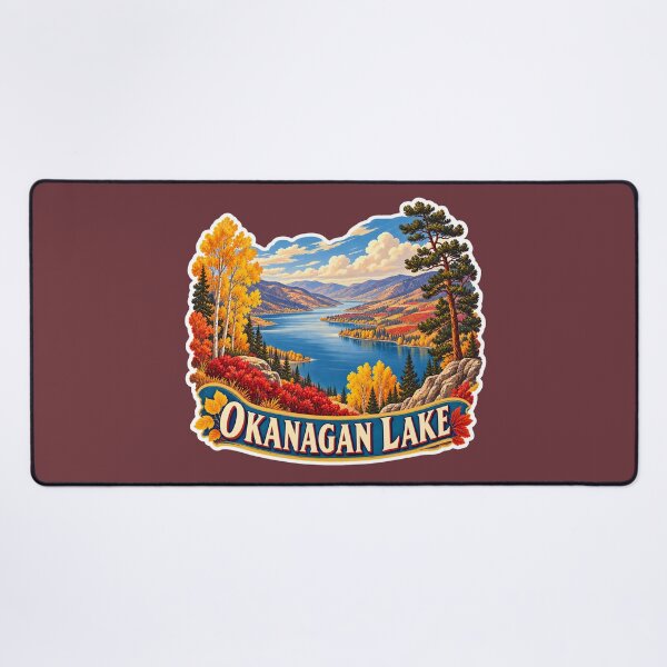 Item preview, Okanagan Lake Vintage Canadian Valley Landscape Travel Print designed and sold by PinUpPizzazz.
