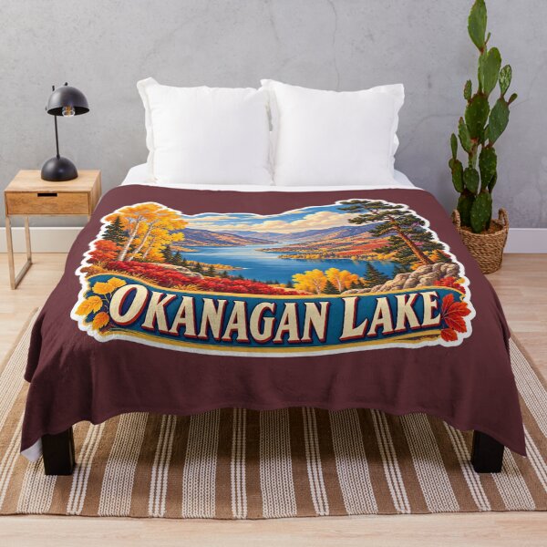 Item preview, Okanagan Lake Vintage Canadian Valley Landscape Travel Print designed and sold by PinUpPizzazz.